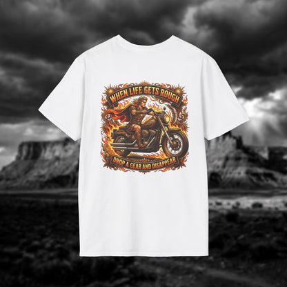 Apollo’s Chariot — "When Life Gets Rough, Drop a Gear and Disappear" Vintage Motorcycle Tee
