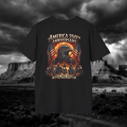 America 250th Anniversary & 86th Sturgis Bike Week 2026 T-Shirt - Patriotic Eagle Edition