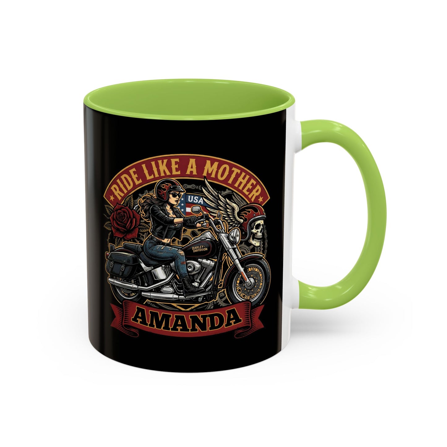 Personalized Biker Mom Mug, Custom Name Motorcycle Coffee Cup, Ride Like a Mother Accent Mug, Mothers Day Gift for Her
