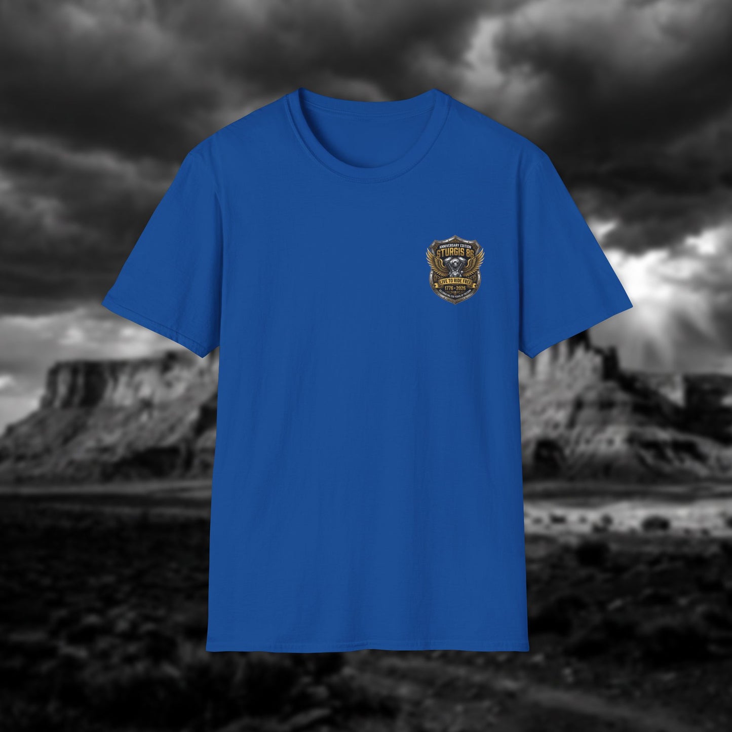 Sturgis 86 Anniversary Motorcycle T-Shirt — "Live to Ride Free"