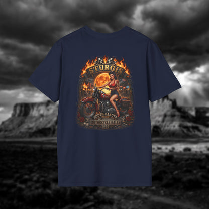 86th Anniversary Sturgis 2026 T-Shirt - Pin-up Biker & Moonshine Edition