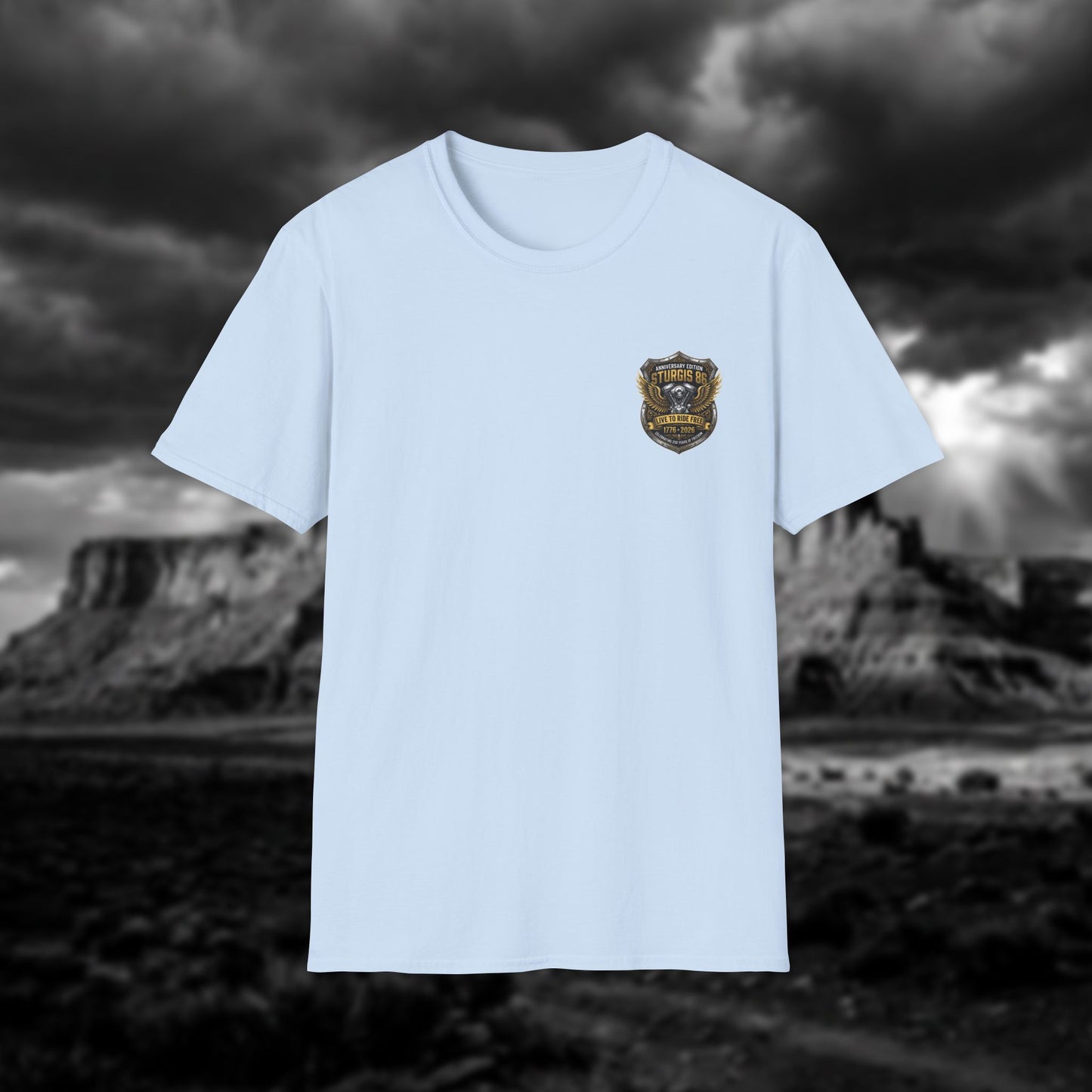 Sturgis 86 Anniversary Motorcycle T-Shirt — "Live to Ride Free"
