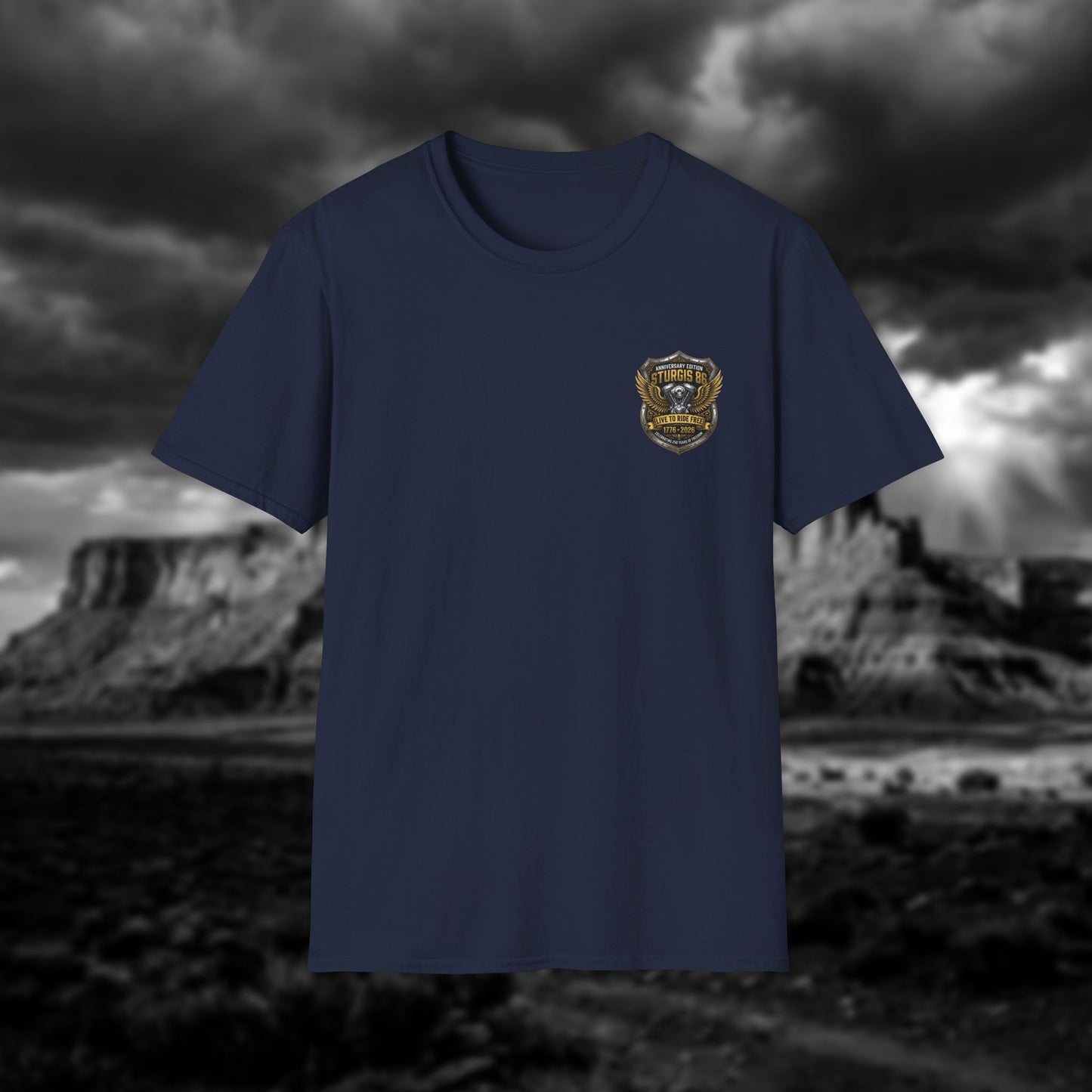 Sturgis 86 Anniversary Motorcycle T-Shirt — "Live to Ride Free"