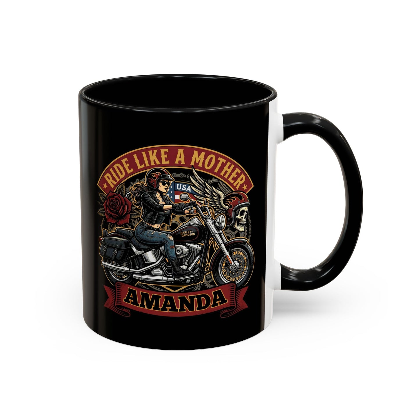 Personalized Biker Mom Mug, Custom Name Motorcycle Coffee Cup, Ride Like a Mother Accent Mug, Mothers Day Gift for Her