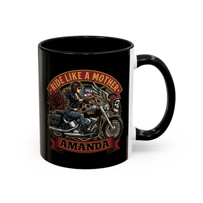 Personalized Biker Mom Mug, Custom Name Motorcycle Coffee Cup, Ride Like a Mother Accent Mug, Mothers Day Gift for Her