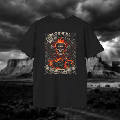 Sturgis 2026 86th Anniversary Special Edition T-Shirt - Hell on Wheels Skull & Flames