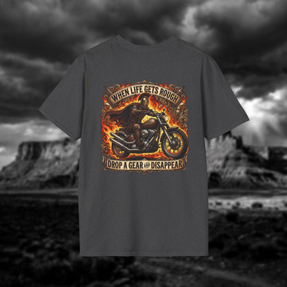 Ares: The God of War – Rule the Asphalt - "When Life Gets Rough Drop a Gear & Disappear" Biker Tee