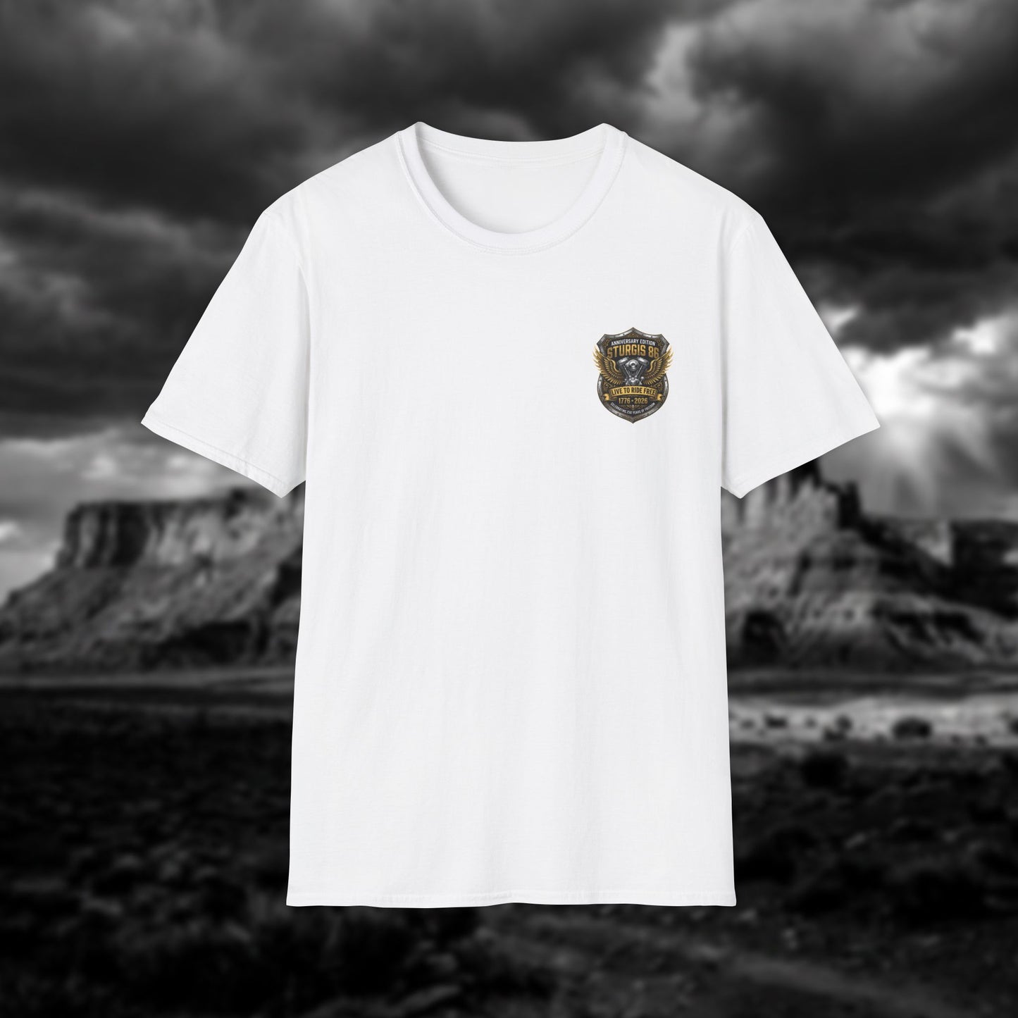 Sturgis 86 Anniversary Motorcycle T-Shirt — "Live to Ride Free"
