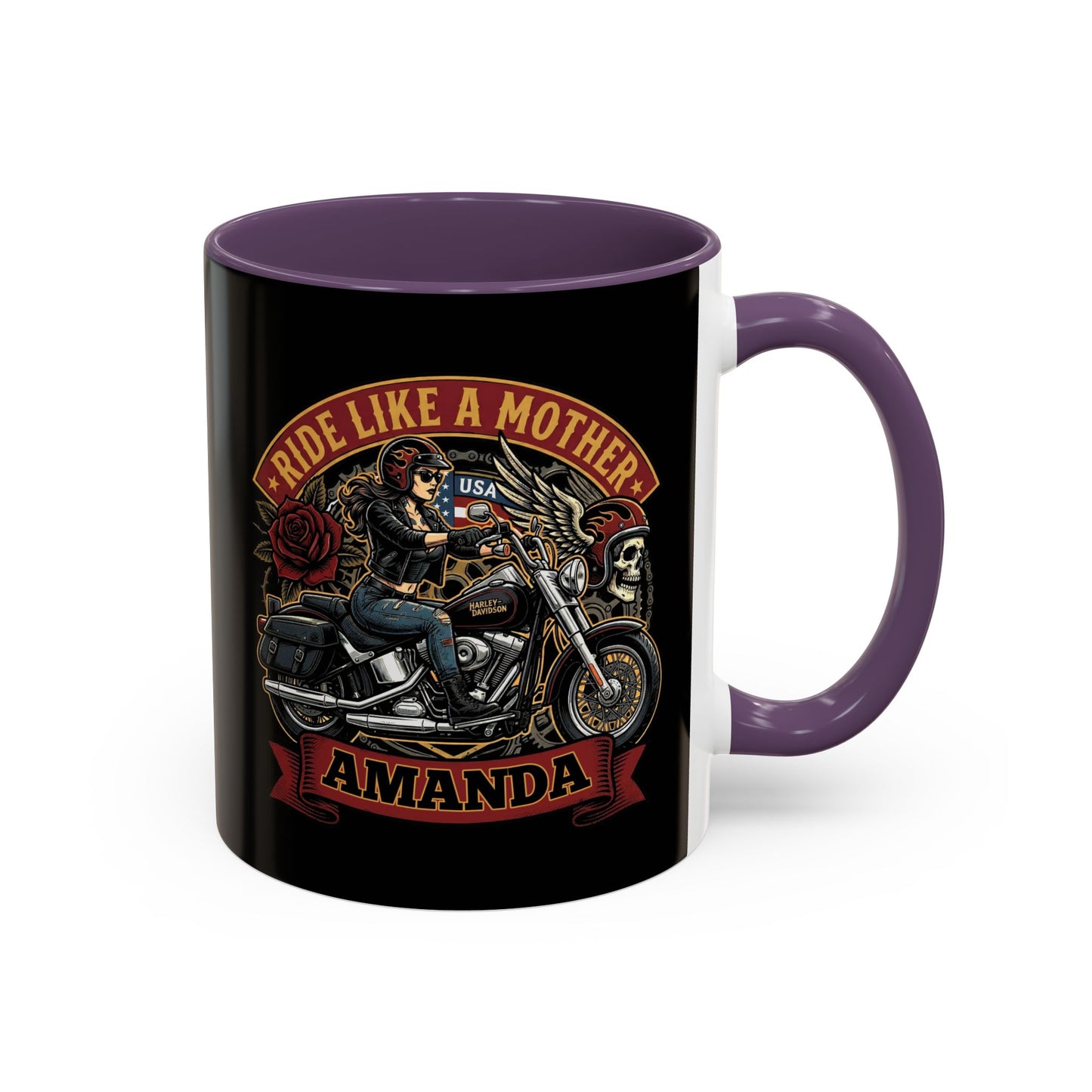 Personalized Biker Mom Mug, Custom Name Motorcycle Coffee Cup, Ride Like a Mother Accent Mug, Mothers Day Gift for Her