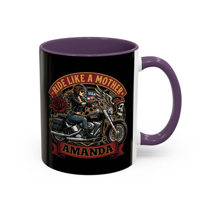Personalized Biker Mom Mug, Custom Name Motorcycle Coffee Cup, Ride Like a Mother Accent Mug, Mothers Day Gift for Her