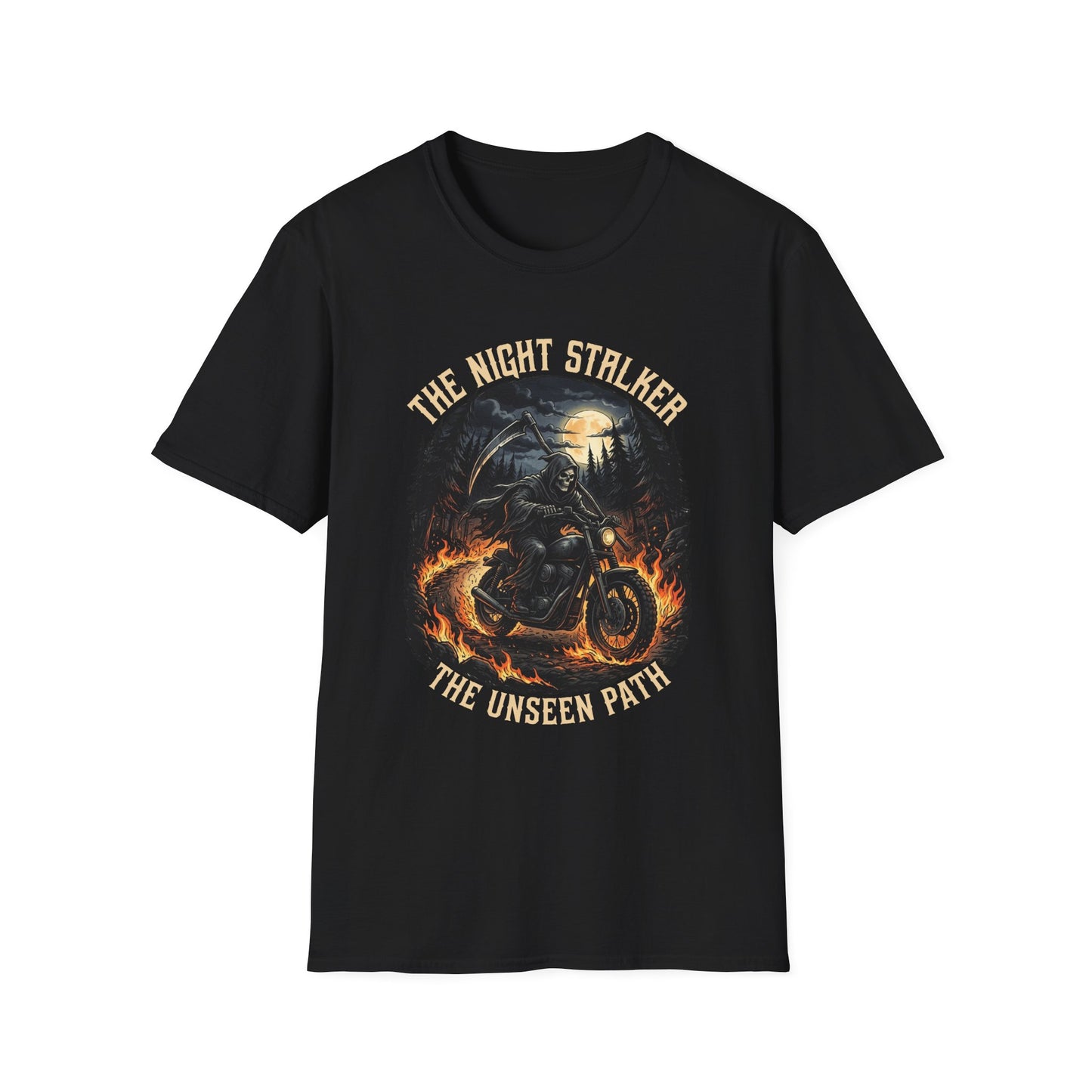 Night Stalker Motorcycle T-Shirt — "The Night Stalker / The Unseen Path" Riding Tee