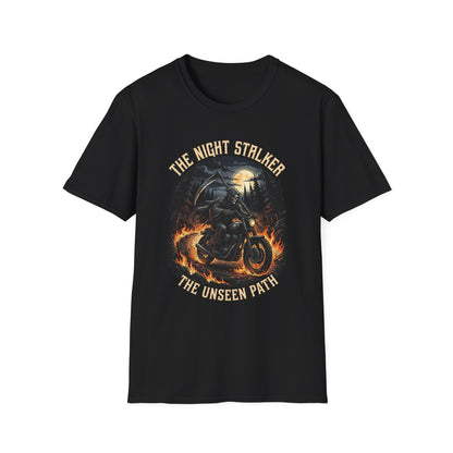 Night Stalker Motorcycle T-Shirt — "The Night Stalker / The Unseen Path" Riding Tee