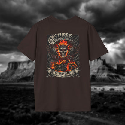 Sturgis 2026 86th Anniversary Special Edition T-Shirt - Hell on Wheels Skull & Flames