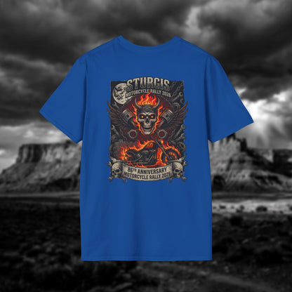 Sturgis 2026 86th Anniversary Special Edition T-Shirt - Hell on Wheels Skull & Flames