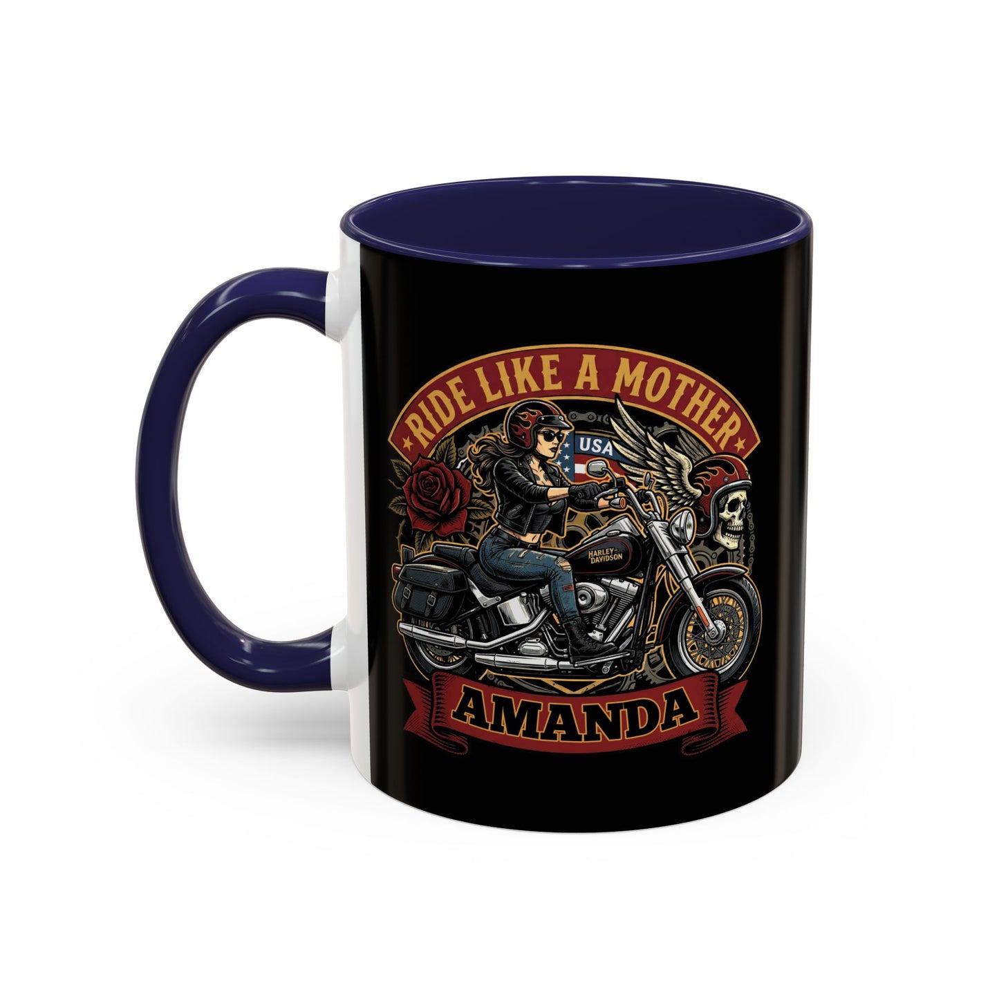 Personalized Biker Mom Mug, Custom Name Motorcycle Coffee Cup, Ride Like a Mother Accent Mug, Mothers Day Gift for Her