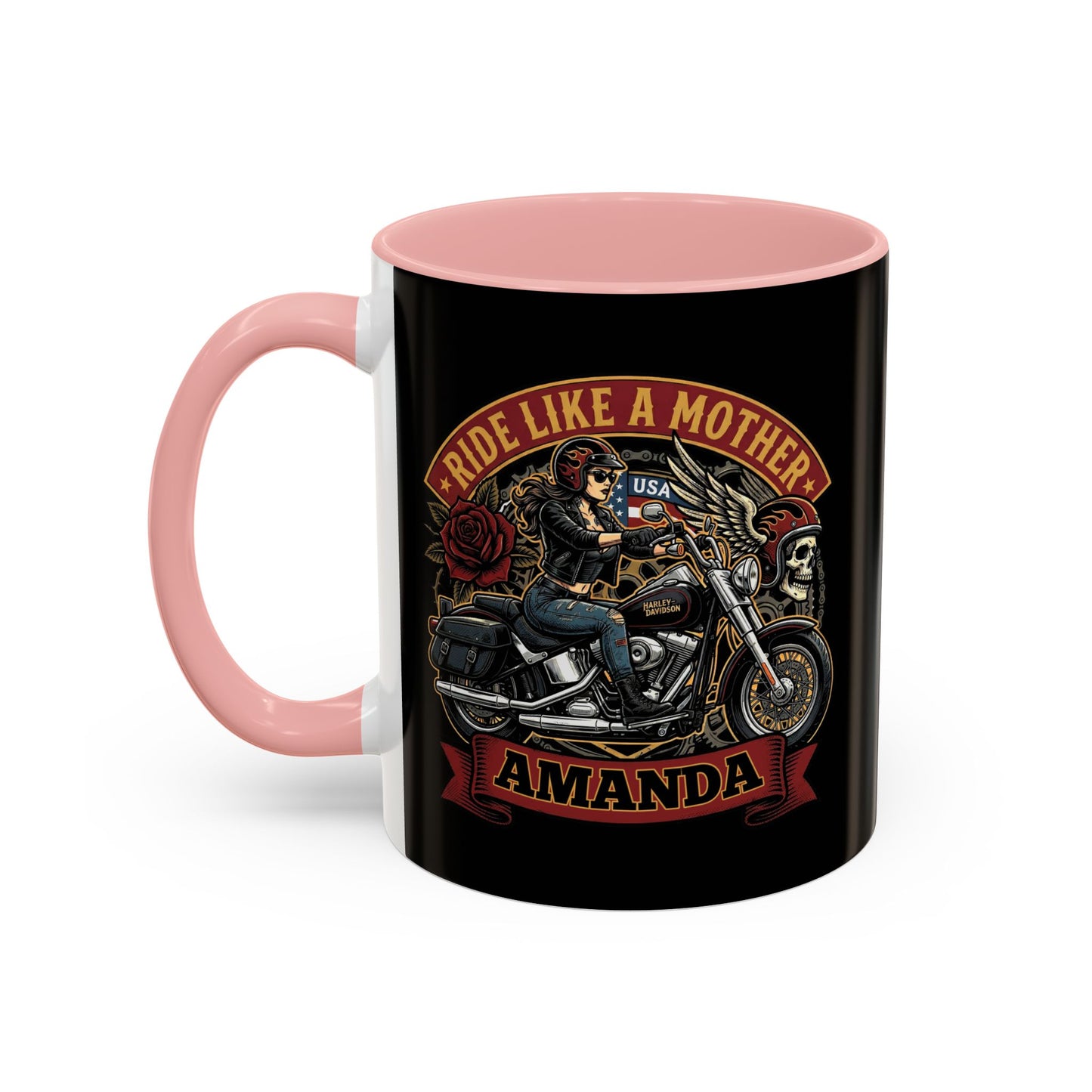 Personalized Biker Mom Mug, Custom Name Motorcycle Coffee Cup, Ride Like a Mother Accent Mug, Mothers Day Gift for Her