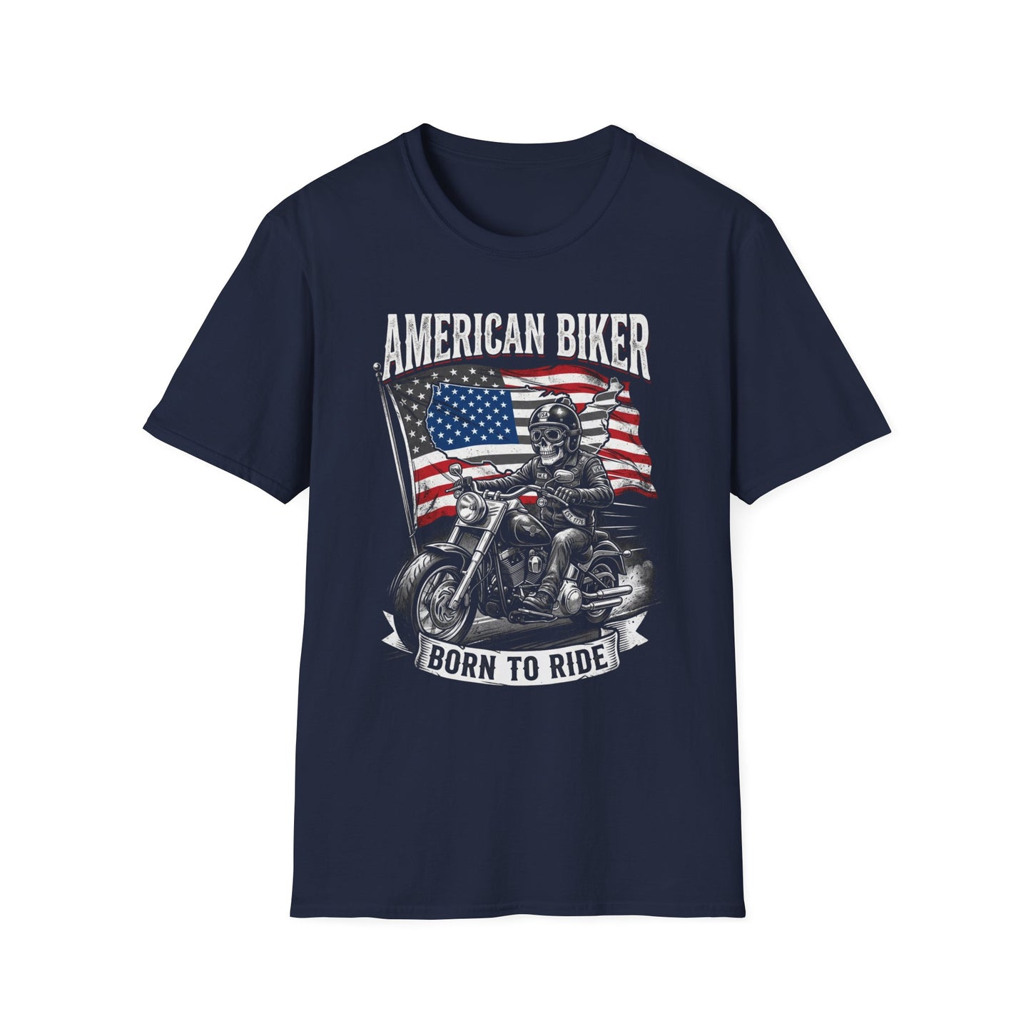 Patriotic Motorcycle T-Shirt — American Rider Flag Graphic
