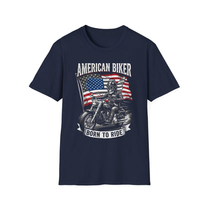 Patriotic Motorcycle T-Shirt — American Rider Flag Graphic
