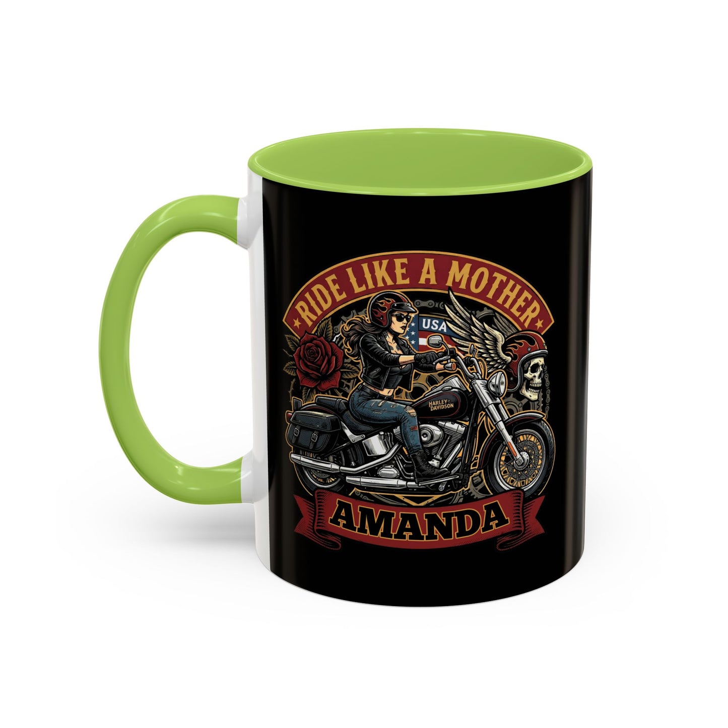 Personalized Biker Mom Mug, Custom Name Motorcycle Coffee Cup, Ride Like a Mother Accent Mug, Mothers Day Gift for Her