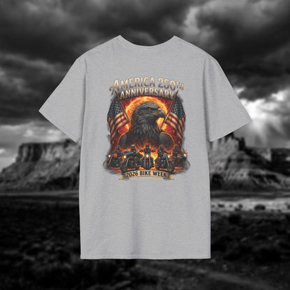 America 250th Anniversary & 86th Sturgis Bike Week 2026 T-Shirt - Patriotic Eagle Edition