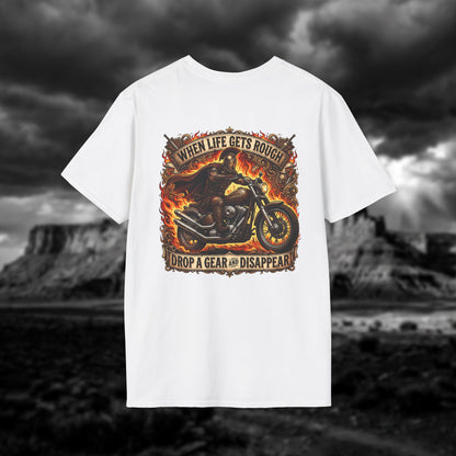 Ares: The God of War – Rule the Asphalt - "When Life Gets Rough Drop a Gear & Disappear" Biker Tee