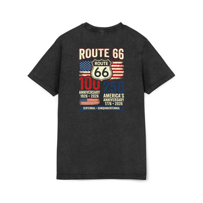 Route 66 Acid Wash Tee — Retro Americana 100th Anniversary Graphic T-Shirt