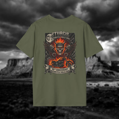 Sturgis 2026 86th Anniversary Special Edition T-Shirt - Hell on Wheels Skull & Flames