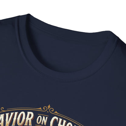 Savior on Chopper T-Shirt — 'Rolling Through Redemption' Motorcycle Jesus Tee