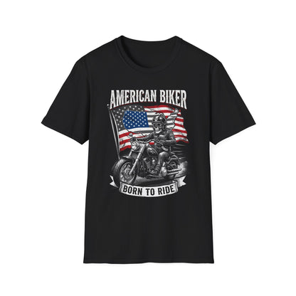 Patriotic Motorcycle T-Shirt — American Rider Flag Graphic