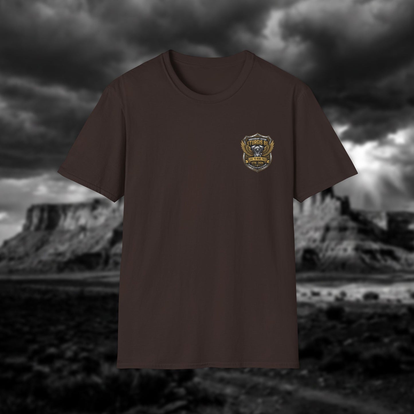 Sturgis 86 Anniversary Motorcycle T-Shirt — "Live to Ride Free"