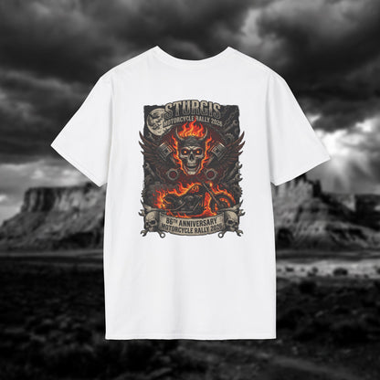 Sturgis 2026 86th Anniversary Special Edition T-Shirt - Hell on Wheels Skull & Flames