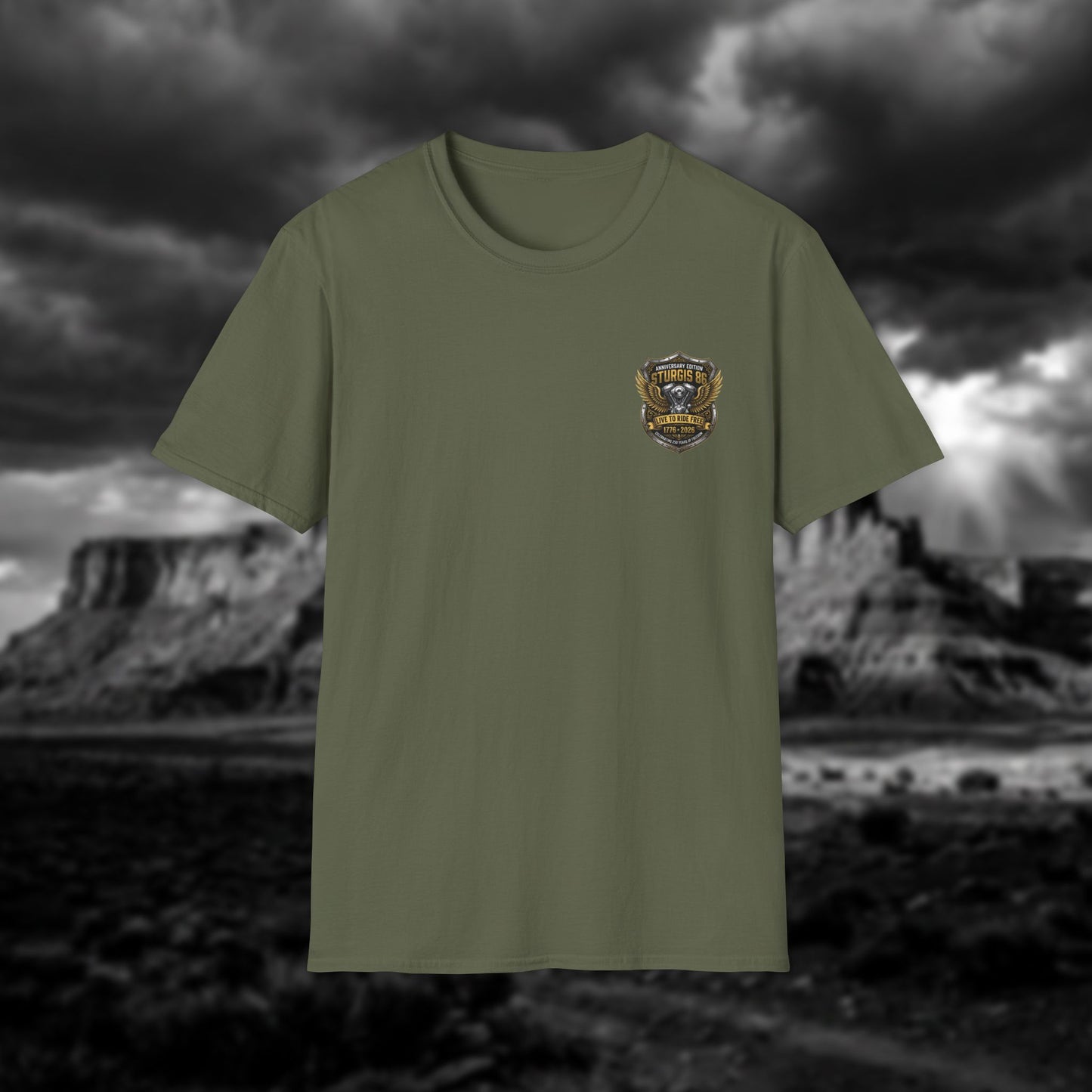 Sturgis 86 Anniversary Motorcycle T-Shirt — "Live to Ride Free"
