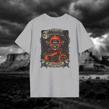 Sturgis 2026 86th Anniversary Special Edition T-Shirt - Hell on Wheels Skull & Flames