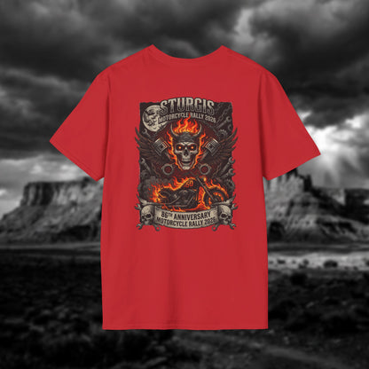 Sturgis 2026 86th Anniversary Special Edition T-Shirt - Hell on Wheels Skull & Flames