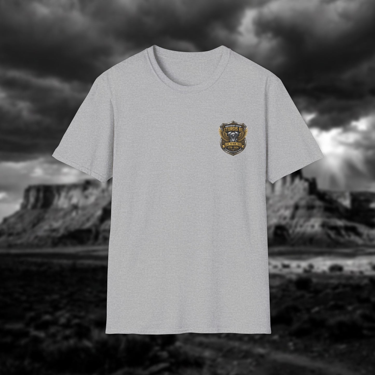 Sturgis 86 Anniversary Motorcycle T-Shirt — "Live to Ride Free"