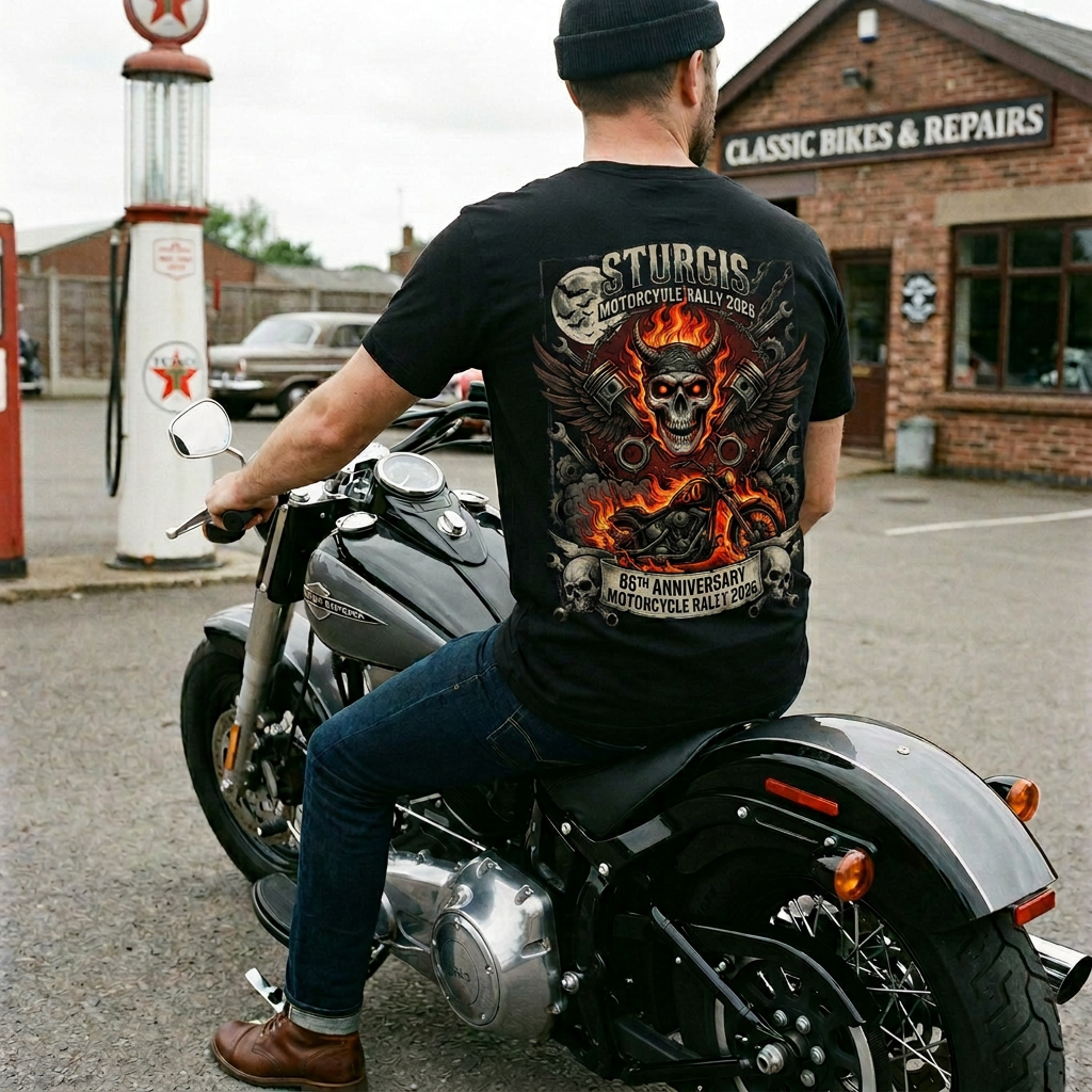 Sturgis 2026 86th Anniversary Special Edition T-Shirt - Hell on Wheels Skull & Flames