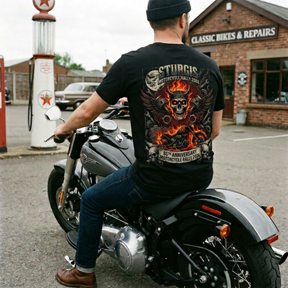 Sturgis 2026 86th Anniversary Special Edition T-Shirt - Hell on Wheels Skull & Flames