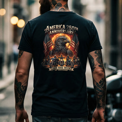 America 250th Anniversary & 86th Sturgis Bike Week 2026 T-Shirt - Patriotic Eagle Edition