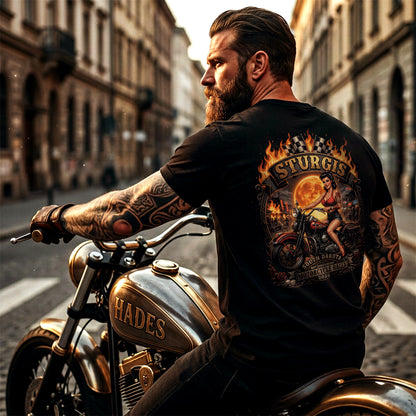 86th Anniversary Sturgis 2026 T-Shirt - Pin-up Biker & Moonshine Edition