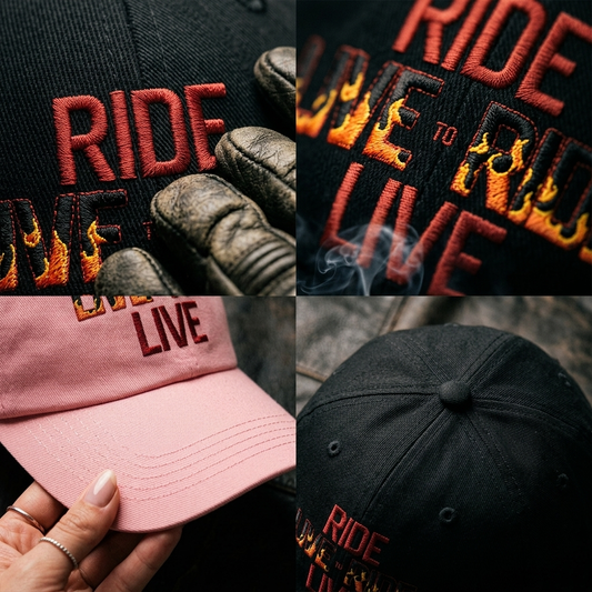 "Live to Ride - Ride to Live" Embroidered Trucker Hat