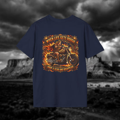 Apollo’s Chariot — "When Life Gets Rough, Drop a Gear and Disappear" Vintage Motorcycle Tee