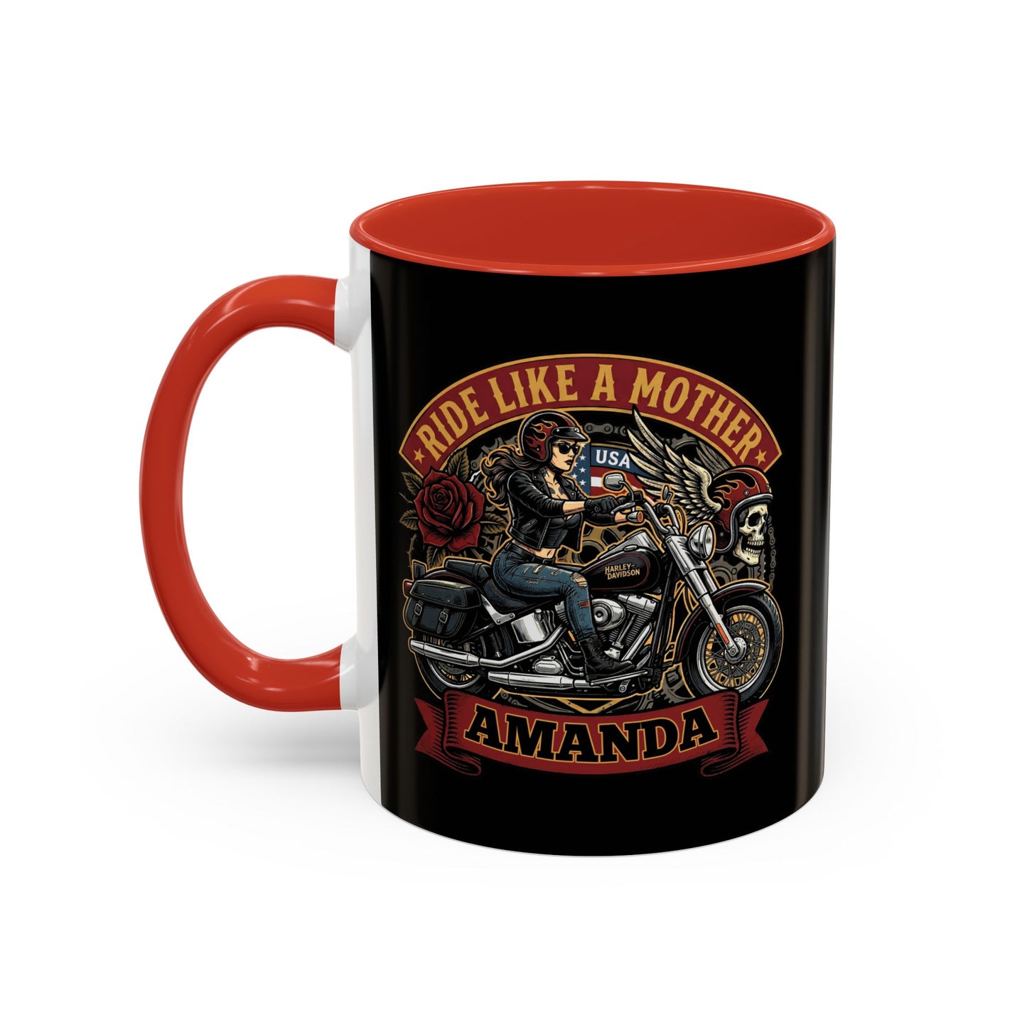 Personalized Biker Mom Mug, Custom Name Motorcycle Coffee Cup, Ride Like a Mother Accent Mug, Mothers Day Gift for Her