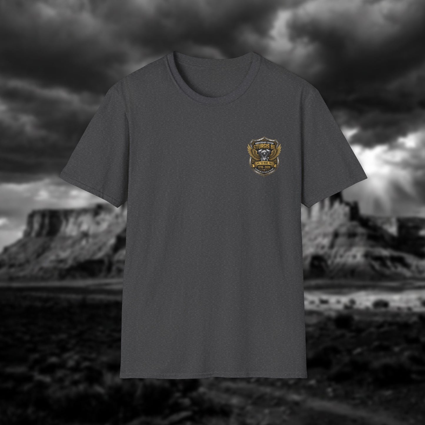 Sturgis 86 Anniversary Motorcycle T-Shirt — "Live to Ride Free"