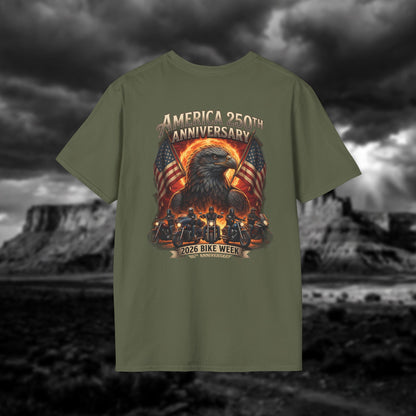 America 250th Anniversary & 86th Sturgis Bike Week 2026 T-Shirt - Patriotic Eagle Edition