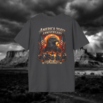 America 250th Anniversary & 86th Sturgis Bike Week 2026 T-Shirt - Patriotic Eagle Edition
