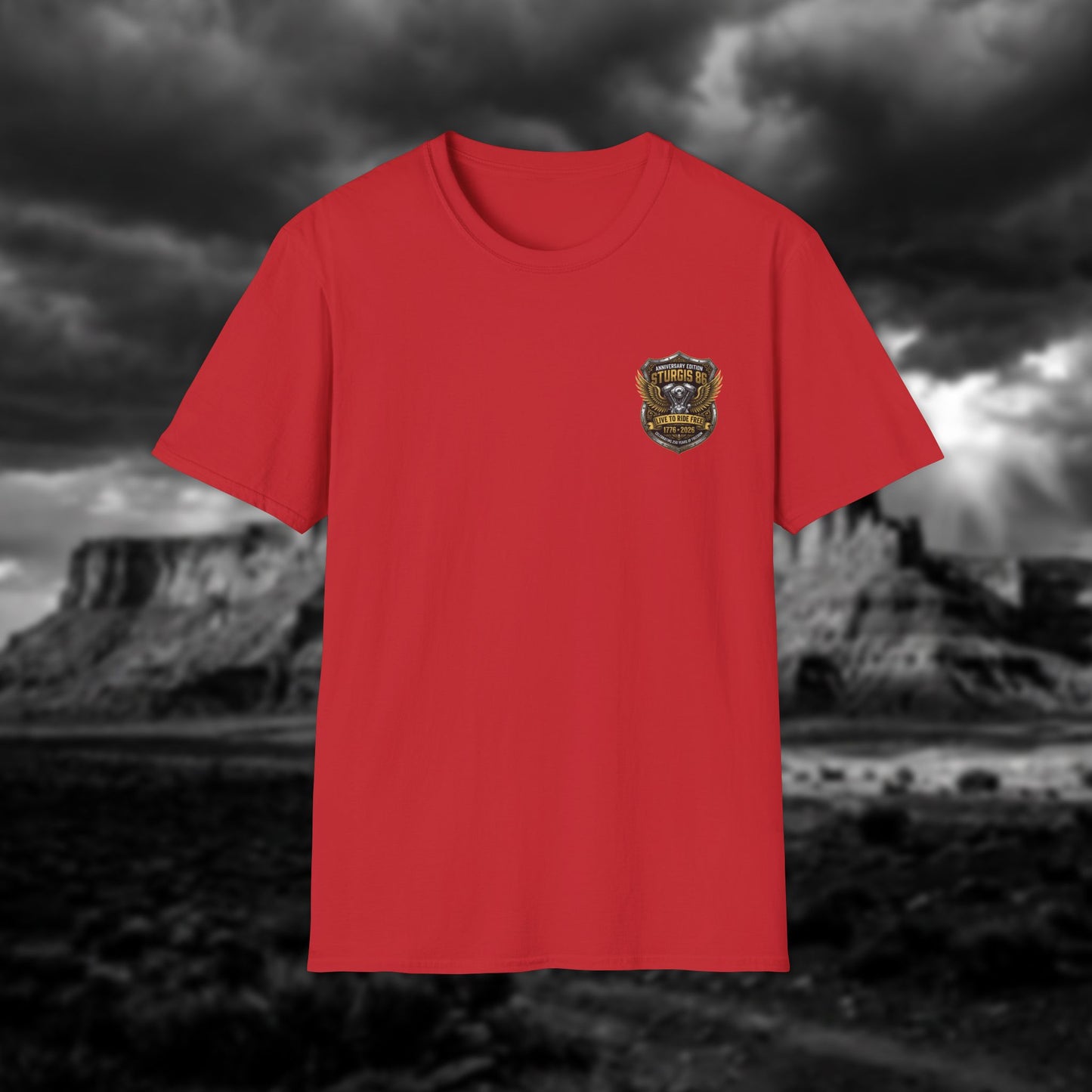 Sturgis 86 Anniversary Motorcycle T-Shirt — "Live to Ride Free"