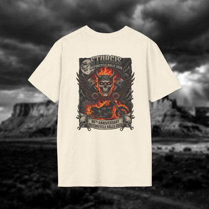 Sturgis 2026 86th Anniversary Special Edition T-Shirt - Hell on Wheels Skull & Flames