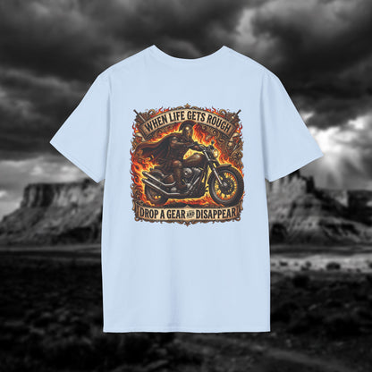Ares: The God of War – Rule the Asphalt - "When Life Gets Rough Drop a Gear & Disappear" Biker Tee