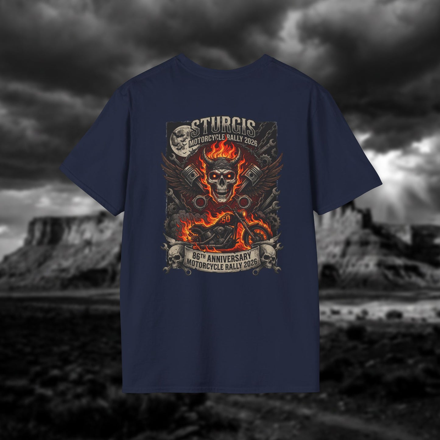 Sturgis 2026 86th Anniversary Special Edition T-Shirt - Hell on Wheels Skull & Flames