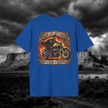 Ares: The God of War – Rule the Asphalt - "When Life Gets Rough Drop a Gear & Disappear" Biker Tee